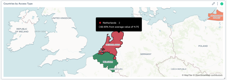 A choropleth visualization in Observe